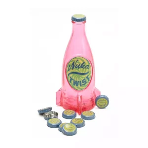 Bottiglia Replica Nuka Twist Fallout – Set Bottiglia in Vetro e Tappi in Lamierino
