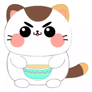 Plush Figure Gatto Divertente con Zuppa, 25 cm