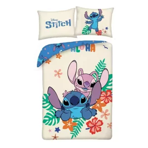 Set Lenzuola Lilo & Stitch: Stitch & Angel tra i Fiori - 140x200 cm / 70x90 cm