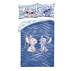 Set Lenzuolo Lilo & Stitch: Stitch & Angel Onde - 140x200 cm / 70x90 cm
