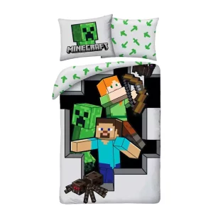 Set Copertura Letto Minecraft - 140 x 200 cm / 70 x 90 cm