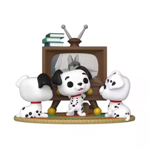 One Hundred and One Dalmatians: Rolly, Patch & Lucky con TV - Figure Pop! Vinyl da 9 cm