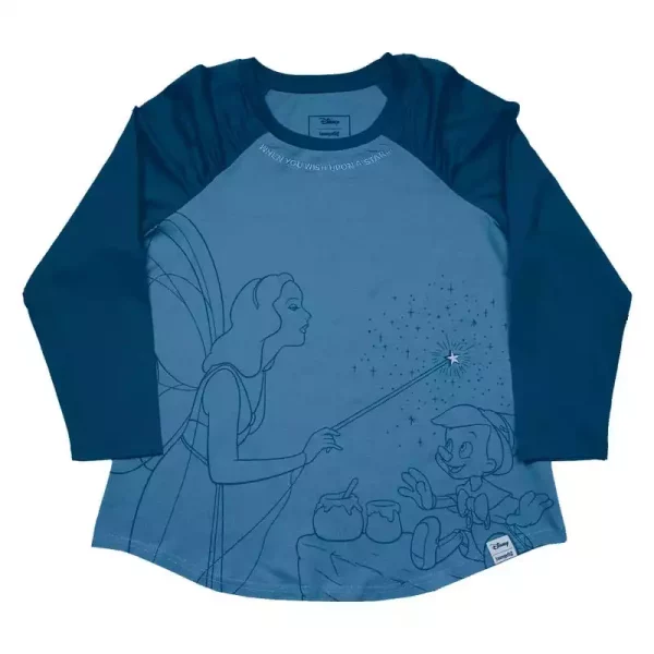 pinocchio-by-loungefly-tee-t-shirt-unisex-blue-fairy-shirred-raglan-size-l-1765708882-0