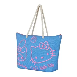 Borsa da Spiaggia Hello Kitty Soleil Denim Blu