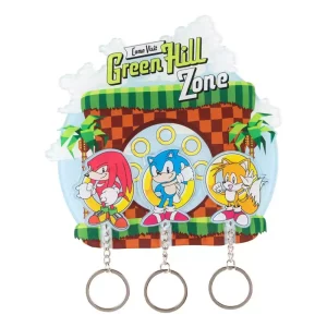 Portachiavi Sonic the Hedgehog con 3 anelli
