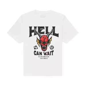 T-Shirt Stranger Things Hell Can Wait (bianca) Taglia S