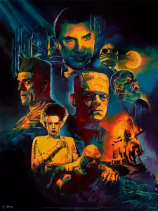 Stampa d'Arte Universal Monsters Collage di Chris Valentine 61 x 46 cm - senza cornice