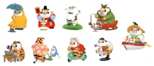 Alexander The Fat Tiger: Display da 8 Mini Figure Blind Box con Tigrotto