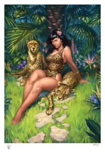Stampa d'Arte Fine Bettie Page Jungle Bettie 46 x 61 cm - Senza Cornice