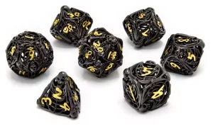 Dado in Metallo Inciso Hollow Metal Dice Set Soulreaper Gold (7)
