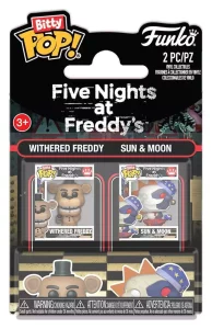 Five Nights at Freddy's Bitty POP! – Confezione Doppio Mini Action Figure Withered Freddy & Sun & Moon da 2 cm