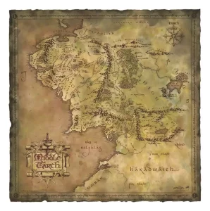 Stampa d'Arte 'Il Signore degli Anelli': Mappa della Terra di Mezzo - 59 x 30 cm