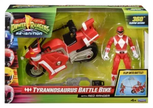 Mighty Morphin Power Rangers: Moto da Battaglia T-Rex con Red Ranger (18 cm)