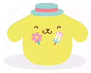 Sanrio Squishmallow Pompompurin: Figurine Morbida con Gelato - 20 cm