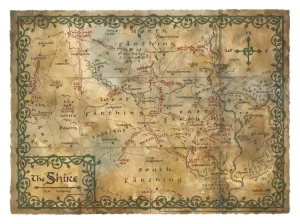 Stampa Artistica La Contea - Mappa di J.R.R. Tolkien (74 x 54 cm)