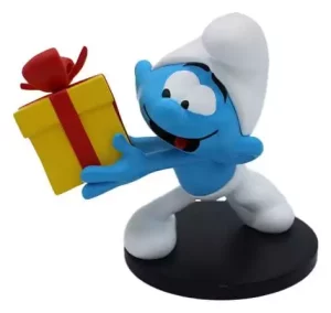 Statua Smurfo Allegro con Regalo - 10 cm