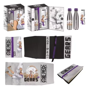 Set Regalo One Piece: Borraccia in Acciaio, Adesivi e Copertina Libro - Edizione Gears