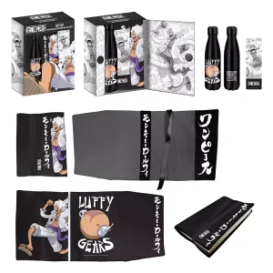 Set Regalo One Piece: Borraccia Acciaio, Adesivi e Copertina Libro Luffy Gear