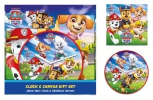 Paw Patrol Set Regalo Orologio e Tela Espositiva (6 Figure)
