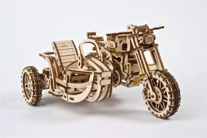 Ugears Scrambler UGR-10: Moto in Legno con Sidecar – Puzzle 3D