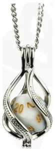 Collana Lair Wear D20 Caged Dice in Marmo Nero e Bianco con Oro