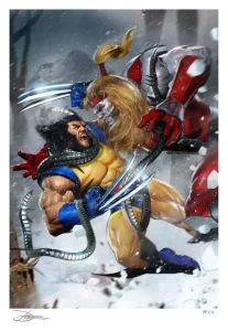 Stampa Fine Art Marvel Wolverine vs Omega Red - 46x61 cm