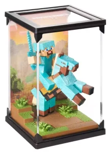 Minecraft Diorama Steve e Cavallo con Armatura di Diamanti - 18 cm