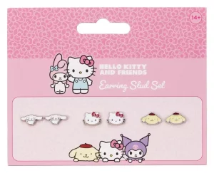 Orecchini a Stud Sanrio Hello Kitty, Cinnamon Roll e Pompompurin